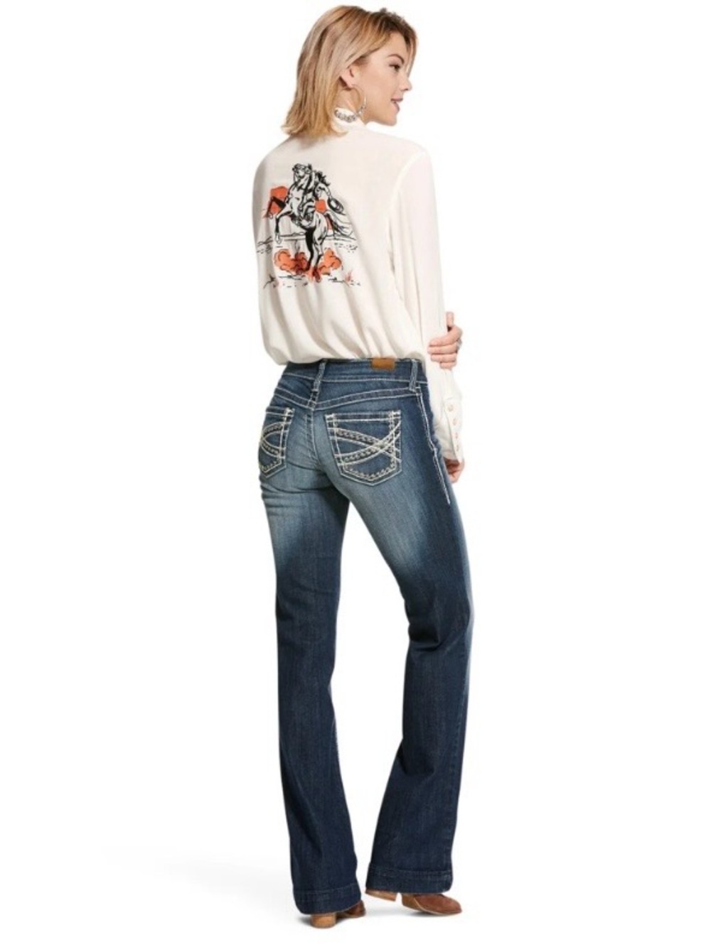 Ariat Women’s Entwined Wide Leg Trouser Jeans Sz 33L - Picture 4 of 12